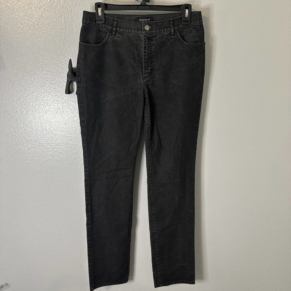Lafayette 148 New York Mid Rise Straight Leg Jeans in‎ Washed black size 6